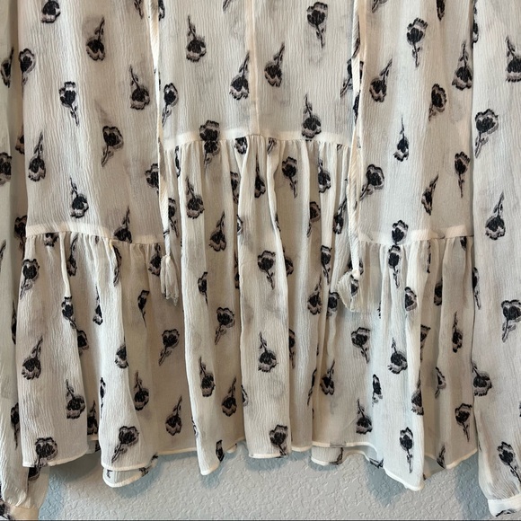 Rebecca Taylor Cream Tulip Clip Sheer Silk Top 4 - Picture 5 of 7